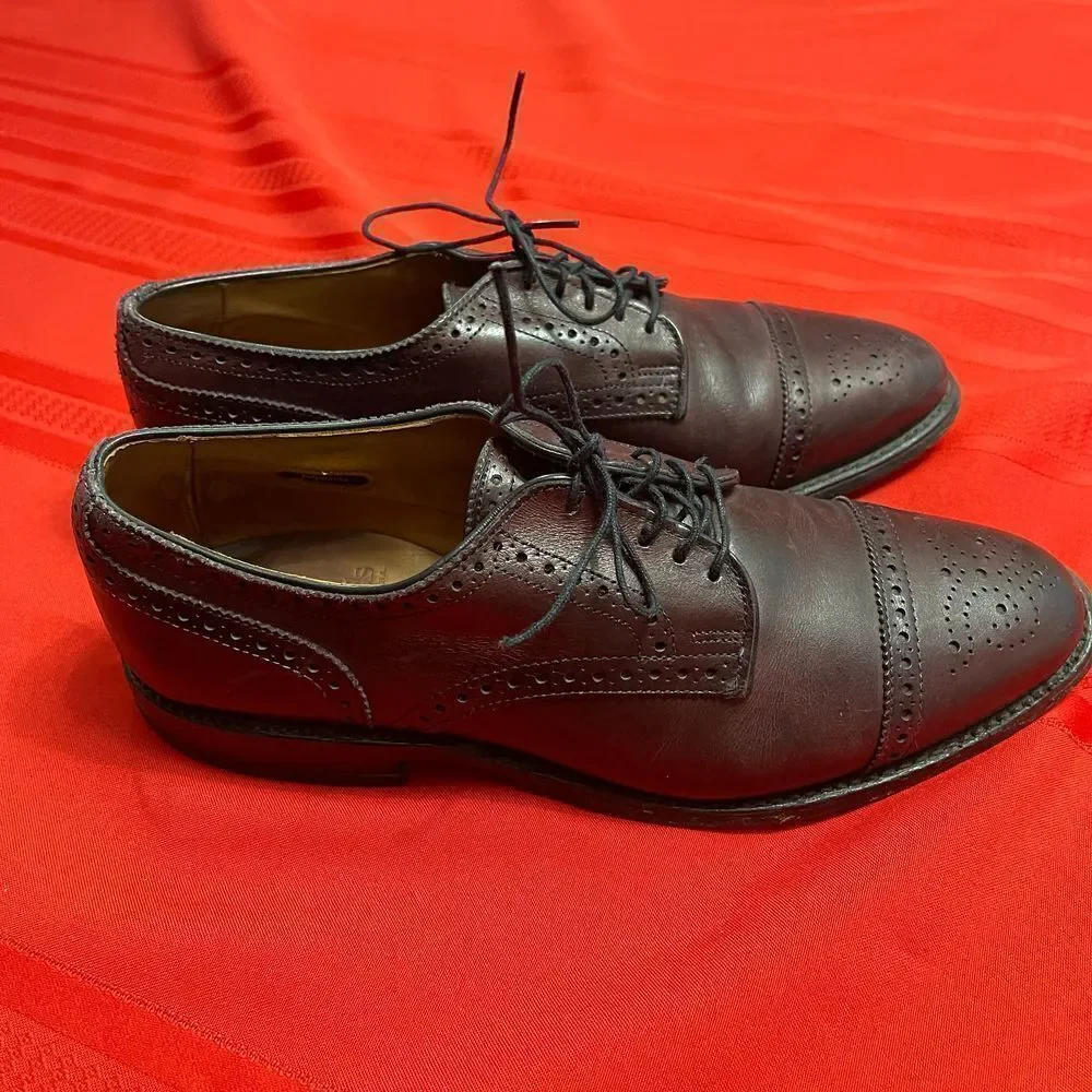 Allen Edmonds Sanford Brown Cap Toe Brown Oxford Shoes Size 8 D